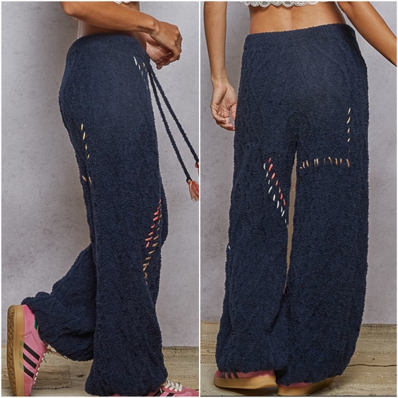 POL Stretchy waist Drawstring Cable Texture Jogger Pants - Picture 5 of 5